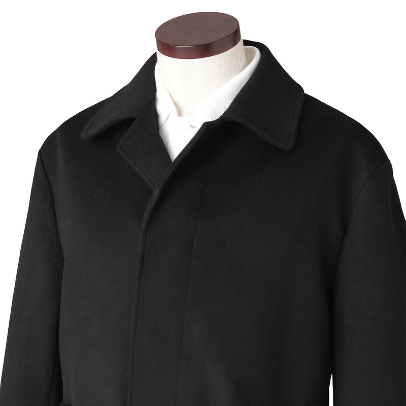 ウールカシミヤ シングルバルカラーコート ブラック