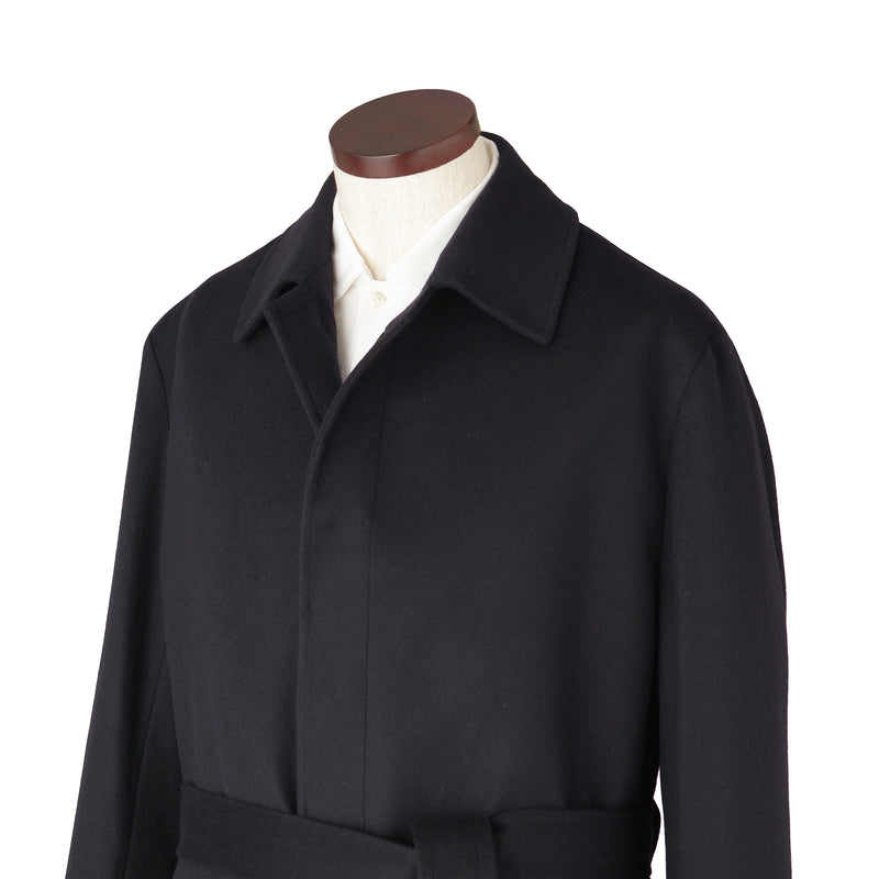 ウールカシミヤ シングルバルカラーコート ネイビー