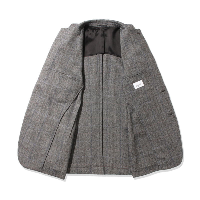 【12/9（火）13:00 販売開始予定】ヴィンテージグアナコカシミヤ ウィンドウペーンチェックジャケット ライトグレー