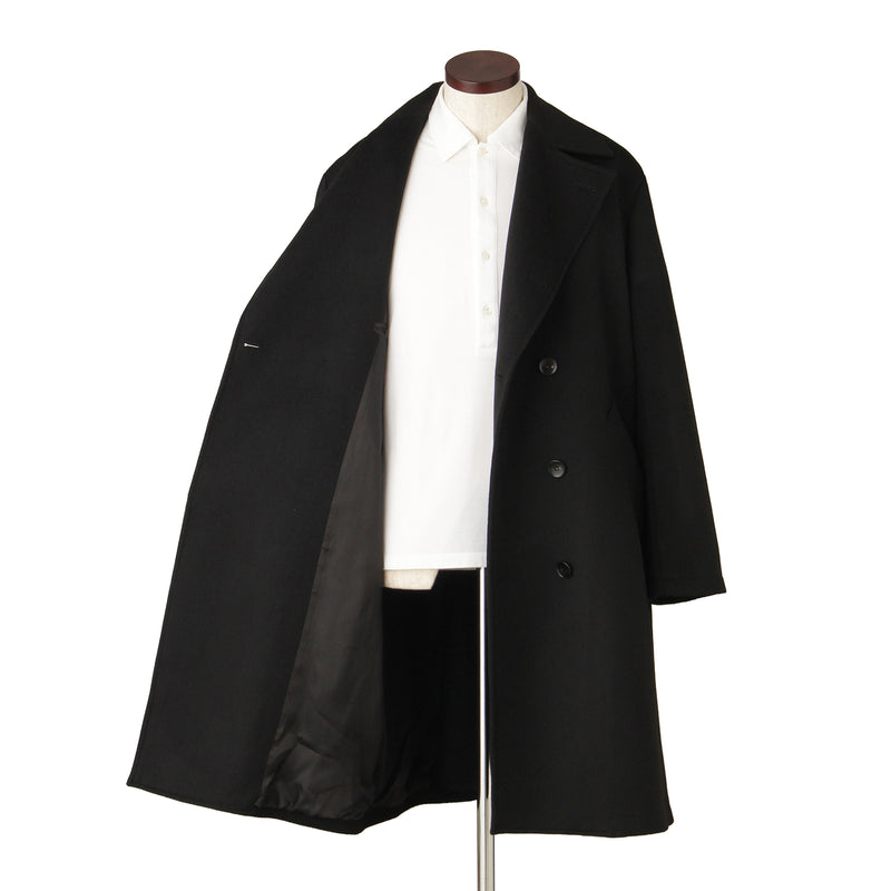 カシミヤダブルチェスターコート ブラック