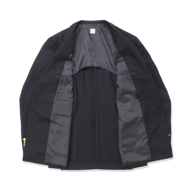 ネイビー ウールホップサック ダブルブレストブレザー