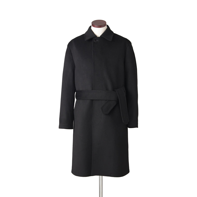 ウールカシミヤ シングルバルカラーコート ブラック