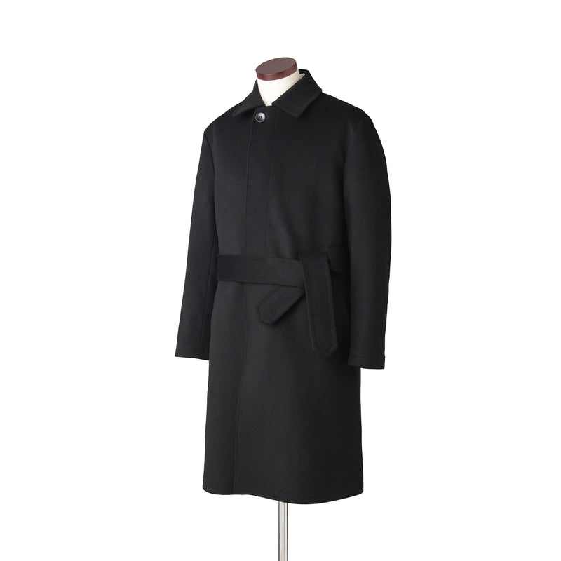 ウールカシミヤ シングルバルカラーコート ブラック