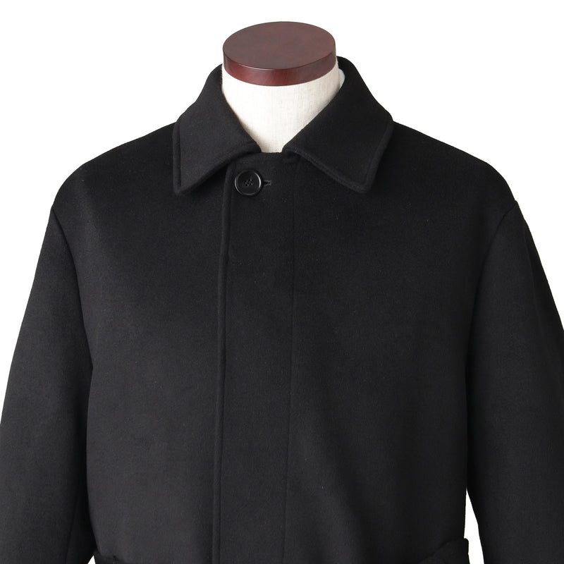 ウールカシミヤ シングルバルカラーコート ブラック