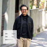 【9/15（火）19:00販売開始予定】コットン カシミヤ シルク フランネル オープンカラーシャツ ブラック