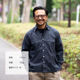 【8/25（火）19:00販売開始予定】シルクコットン タイプライター オープンカラーシャツ ネイビー