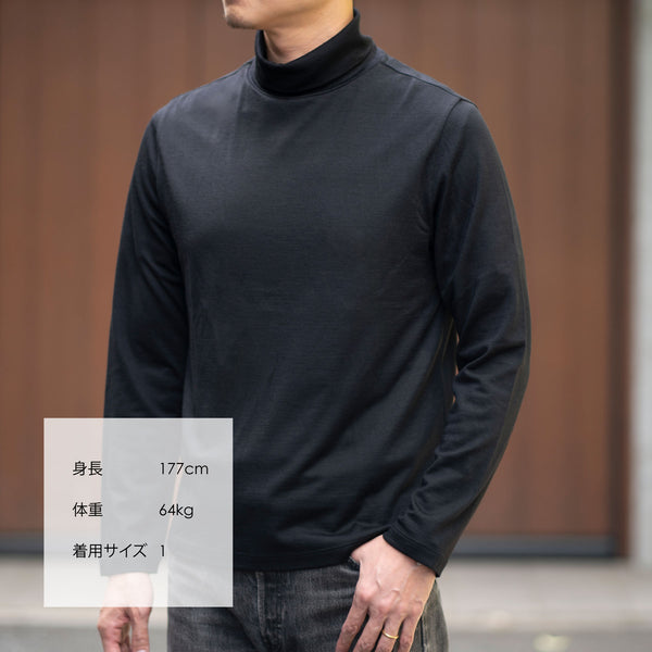 通年用 ウォッシャブルウール タートルネック ブラック