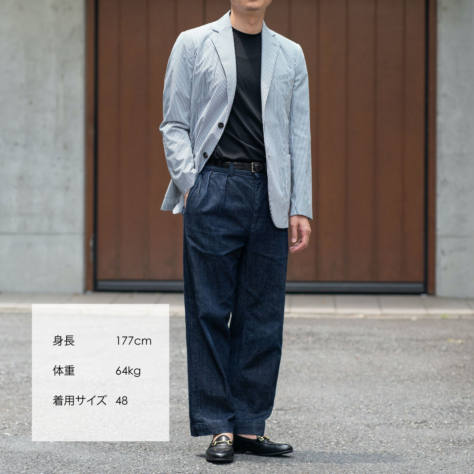 プランテーション リネンコットン ジャケット シャツ ストライプ