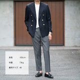 ネイビー ウールホップサック ダブルブレストブレザー