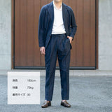 コットンリネン楊柳 ネイビージャケット