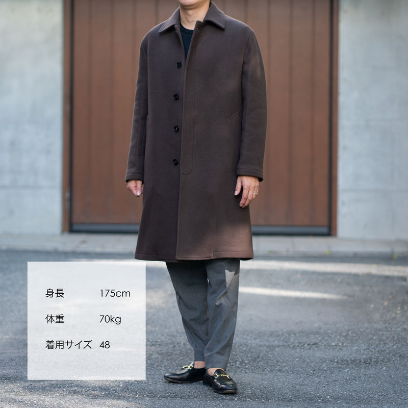 Loro Piana ウールカシミヤ シングルバルカラーコート ブラウン