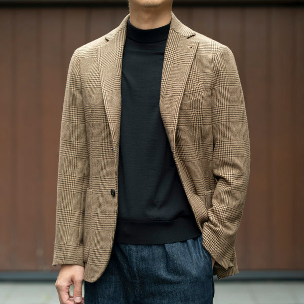 【10月28日（火） 13:00 予約販売開始予定】Loro Piana カシミヤウール グレンチェックジャケット キャメル