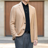 カシミヤシルク  バスケット織ジャケット キャメル