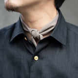 【1/24（土）13:00販売開始予定】Ermenegildo Zegna シルクウールリネン 千鳥柄 ネッカチーフ グレージュ