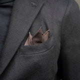 【1/24（土）13:00販売開始予定】Ermenegildo Zegna シルクウール グレンチェック ポケットチーフ ブラウン