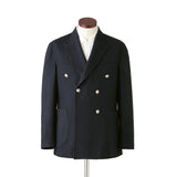 ウールジャージ ダブルブレストジャケット ネイビー