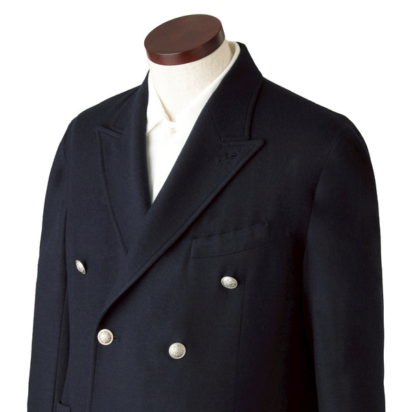 ウールジャージ ダブルブレストジャケット ネイビー