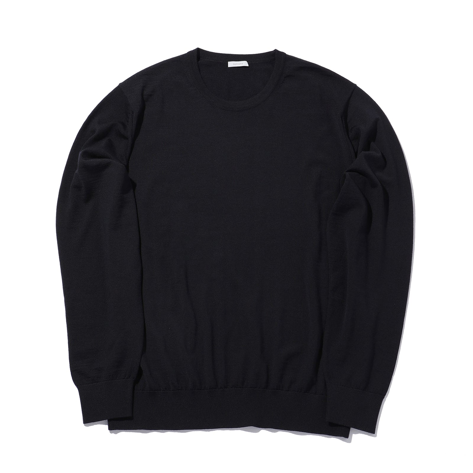 nomiamo（ノミアモ）33ゲージウールクルーネックニット ネイビー